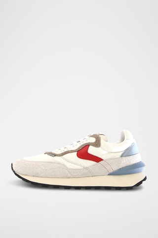 Baskets en nubuck - Blanc, rouge et bleu