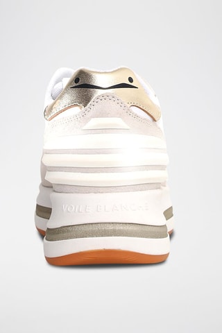 Baskets en cuir - Blanc, beige et doré