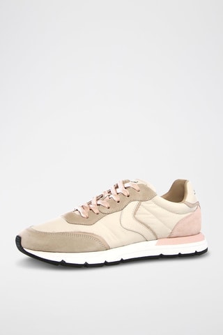 Baskets en cuir Storm - Noir, beige et rose