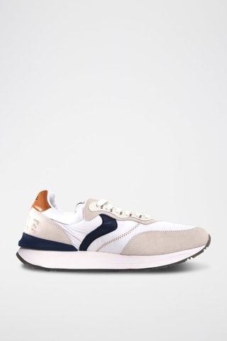 Baskets en cuir - Blanc, bleu et marron