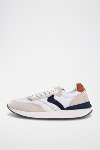 Baskets en cuir - Blanc, bleu et marron