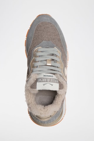 Baskets fourrées en cuir et laine - Beige et gris