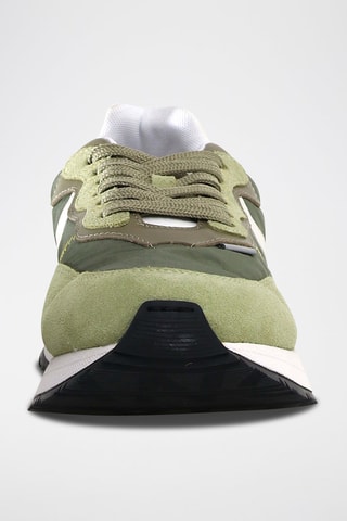 Baskets en cuir - Blanc, noir et vert