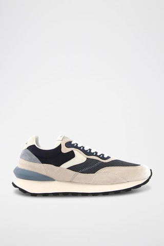 Baskets en nubuck - Blanc, noir et bleu