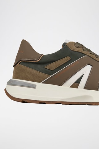 Baskets en cuir - Blanc, vert et marron