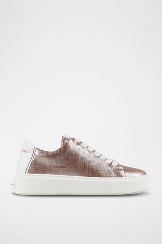 Sneakers vernies en cuir - Blanc et rose