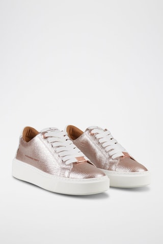 Sneakers vernies en cuir - Blanc et rose