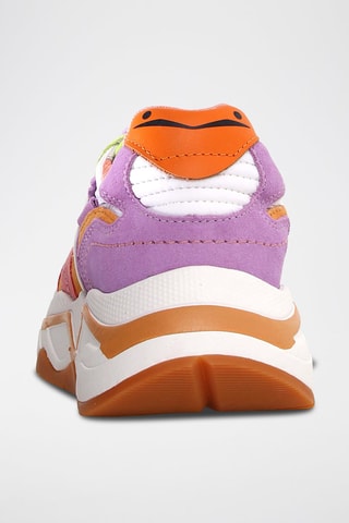 Baskets en cuir - Blanc, orange et violet