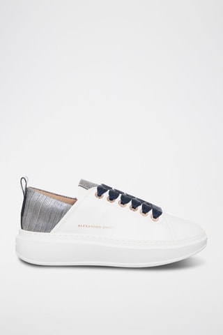 Baskets en cuir Wembley - Blanc et bleu