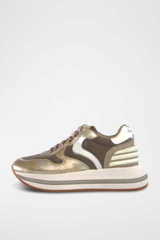 Baskets en cuir de veau Merry Power - Doré et gris