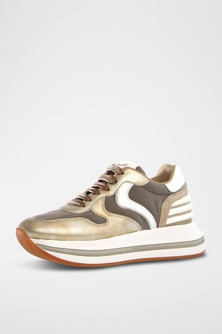 Baskets en cuir de veau Merry Power - Doré et gris
