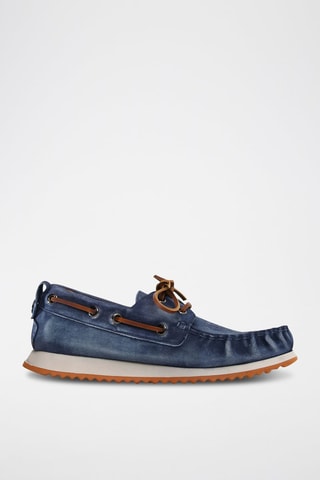Chaussures bateau en nubuck - Bleu et marron