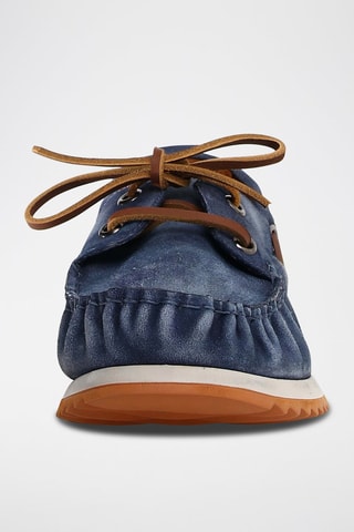 Chaussures bateau en nubuck - Bleu et marron