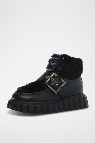 Bottines fourrées en cuir Grenelle - Noir