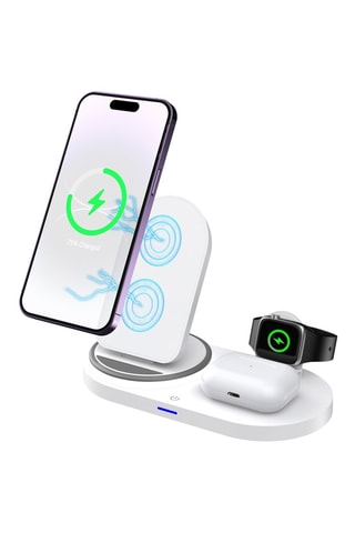 Station de charge sans fil pliable 3-en-1 - Blanc