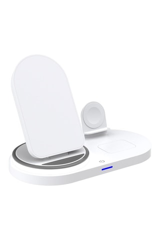 Station de charge sans fil pliable 3-en-1 - Blanc