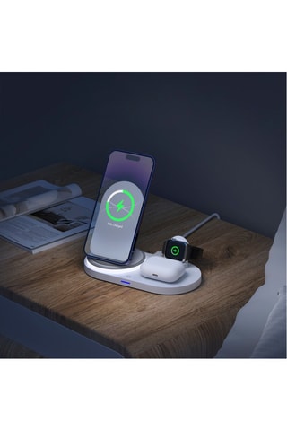 Station de charge sans fil pliable 3-en-1 - Blanc