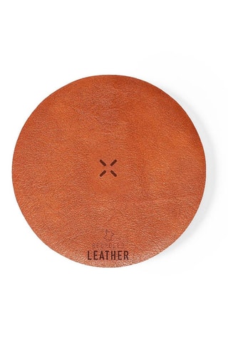 Chargeur sans fil en cuir - Marron