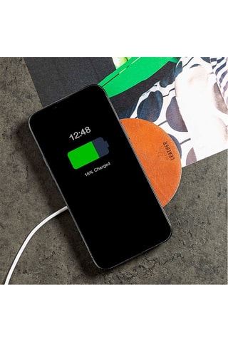 Chargeur sans fil en cuir - Marron
