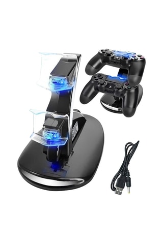 Double support de charge de manettes PS4 - Noir