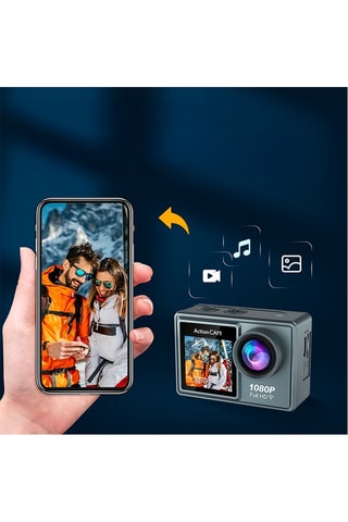 Caméra sport - Double écran LCD - 10 accessoires inclus