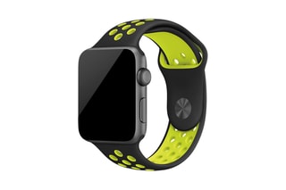 Bracelet de sport en silicone compatible Apple Watch 42/44 mm - Taille M/L - Noir et vert
