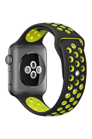 Bracelet de sport en silicone compatible Apple Watch 42/44 mm - Taille M/L - Noir et vert