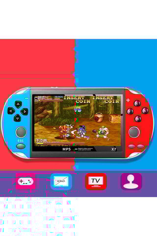 Console de jeux vidéo X7 écran 4,3 pouces - Bleu et rouge