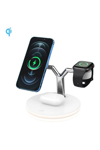 Station de charge sans fil Qi 3 en 1 - Blanc