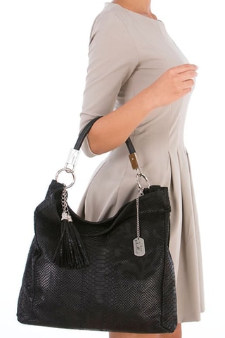 Mala de ombro em couro Rosallia  -  Preto  - Preto