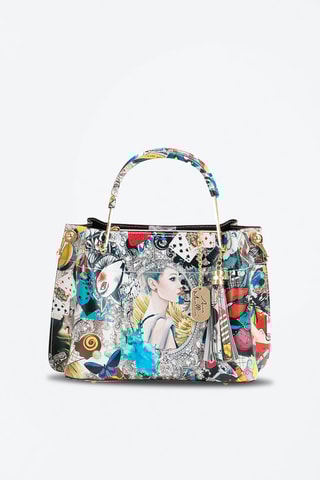 Bolso de piel Marlit  - Negro, rojo, azul, amarillo y gris