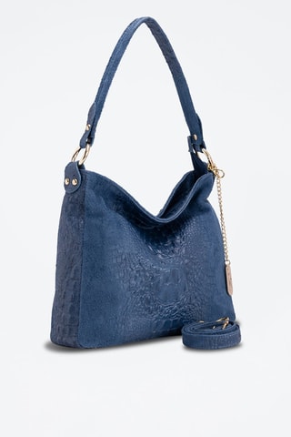 Mala de ombro em couro Linda - Azul  - Azul