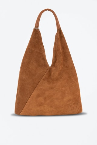 Bolso shopper de piel Eleonora - Plateado y marrón