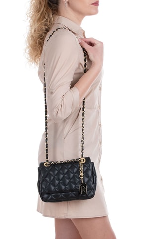 Bandolera acolchada de piel Jolarta - Negro