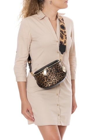 Riñonera de piel Gabriella - Marrón y negro