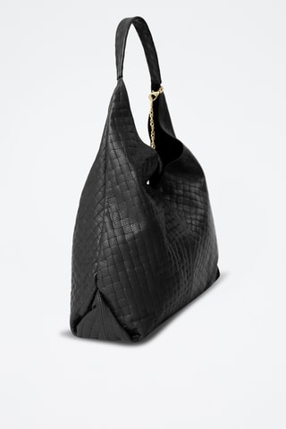 Bolso shopper y bandolera de piel Nicolina - Negro