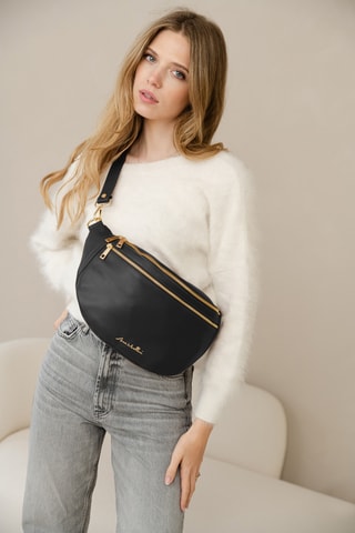 Bandolera de piel Lorenza - Negro