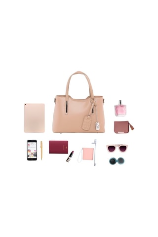 Bolso de piel Corinna - Marrón y plateado