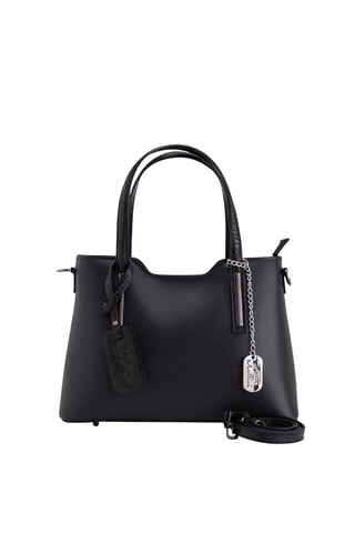 Bolso shopper de piel Corinna - Negro y rojo