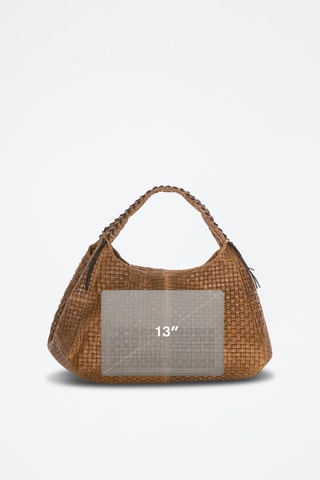 Mala de ombro em couro Pitigliano Conhaque - Castanho