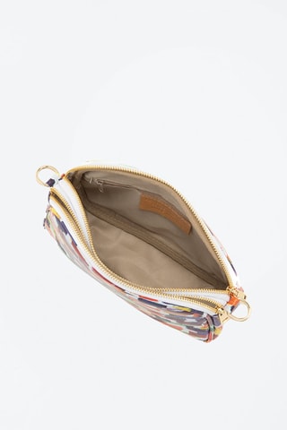 Mala a tiracolo em couro Anna Signature 019 - Branco e laranja - Branco, verde, amarelo, laranja e violeta