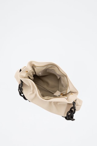 Mala de ombro em couro Bege - Preto, bege e dourado