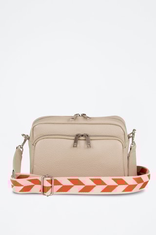 Mala a tiracolo em couro Erminia Bege - Bege