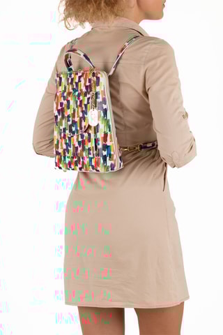 Mochila de piel Antonella - Rojo, azul, verde y naranja