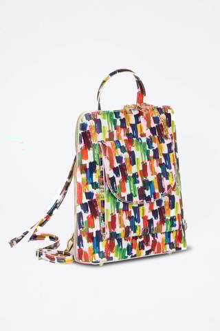 Mochila de piel Antonella - Rojo, azul, verde y naranja