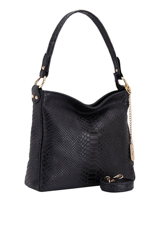 Mala de ombro em couro Dania Preto - Anna Morellini - Preto e dourado