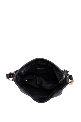 Mala de ombro em couro Dania Preto - Anna Morellini - Preto e dourado