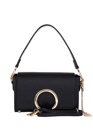 Mala de ombro em couro Giada - Preto e dourado  - Preto e dourado