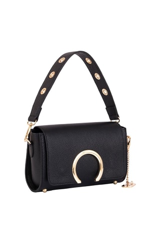 Mala de ombro em couro Giada - Preto e dourado  - Preto e dourado