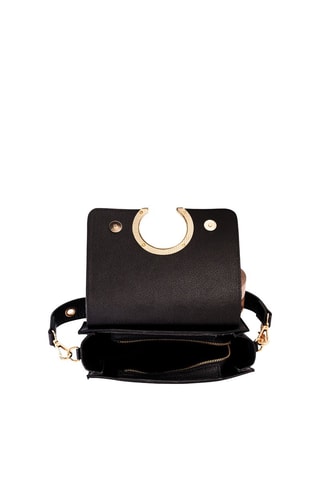 Mala de ombro em couro Giada - Preto e dourado  - Preto e dourado